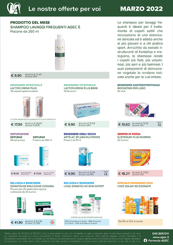 Le offerte delle Farmacie AGEC - MARZO 2022