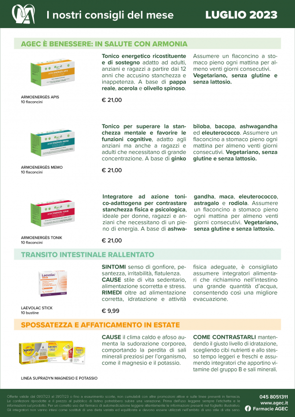 I consigli delle Farmacie AGEC - LUGLIO 2023