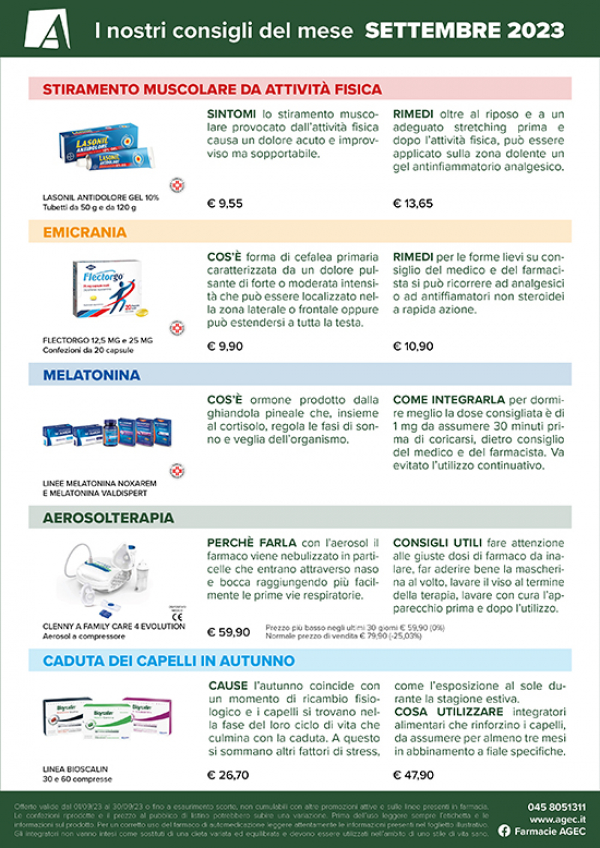 I consigli delle Farmacie AGEC - SETTEMBRE 2023