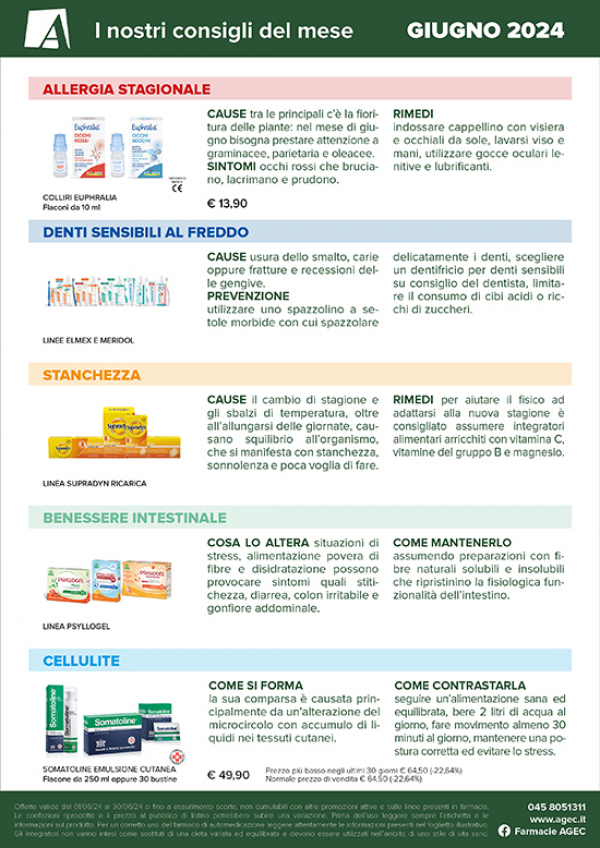 I consigli delle Farmacie AGEC - GIUGNO 2024