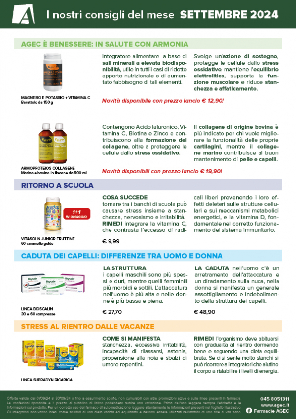 I consigli delle Farmacie AGEC - SETTEMBRE 2024